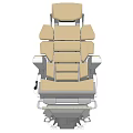 Beige Seat with Adjustable Backrest and Armrests and Metal Base Structure Design 3d model