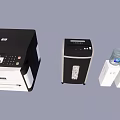 Modern HP Multifunction Printer Black Shredder And Water Dispenser Office Setup 3d model