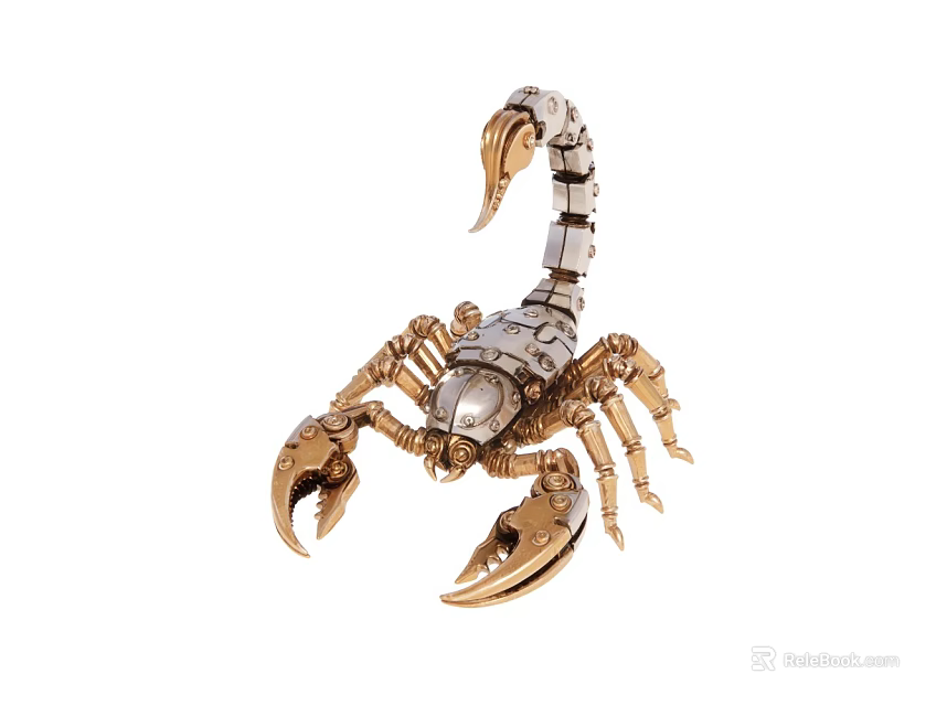 Mechanical Metal Scorpion Model With Gold And Silver Craft Design 3d model 