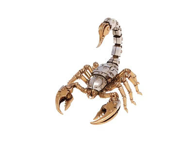 Mechanical Metal Scorpion Model With Gold And Silver Craft Design 3d model