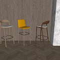 Bar Chair Bar Stool Modern High Stool without Armrest Bar Stool Solid Wood Bar Stool Bar Stool 3d model