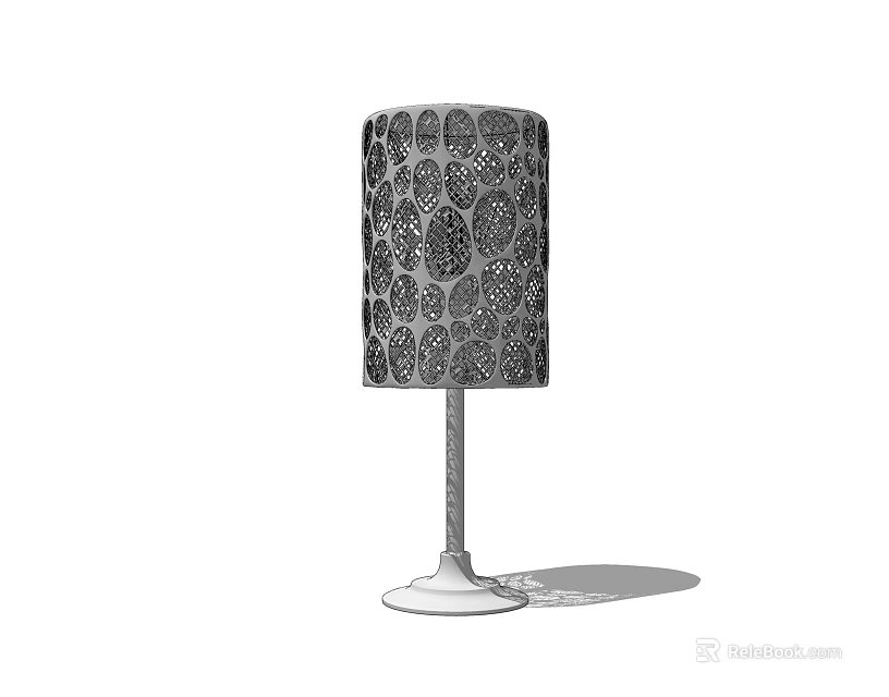 Elegant Table Lamp With Decorative Pattern Shade And Slim Round Base 3d model