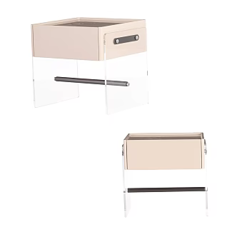 creamy-white bedside cabinet 3d model