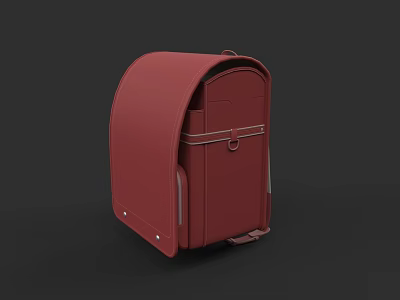 Red Leather Suitcase With Flip Lid Design And Metal Accents 3d model