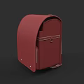 Red Leather Suitcase With Flip Lid Design And Metal Accents