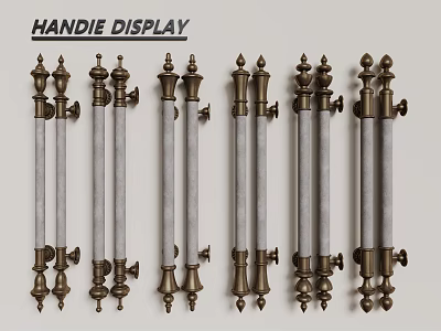 Vintage Style Decorative Brass And Silver Metal Door Handles Display Collection 3d model