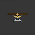 Bright Yellow Seaplane Passenger Aircraft With Blue Floats And Cabin Design