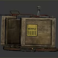Weapons Including Guns And Knives Stored In Wooden Crates On Wooden Pallet
