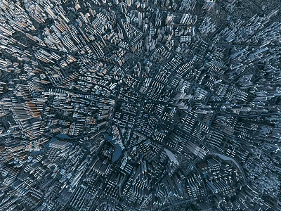 Urban Aerial Planning With Dense City Architecture And Street Network Layout 3d model