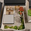 Japanese Garden Landscape With Stone Path Red Maple Tree Green Plants and Wooden Elements
