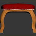 Leisure Chair With Red Padded Seat And Wooden Curved Legs With Rivet Trim