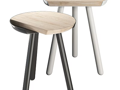 Modern Side Tables With Wooden Tops And Metal Legs Minimalist Design 3d model