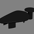 Modern Black Coffee Table With Irregular Shaped Top And Round Side Table 3d model