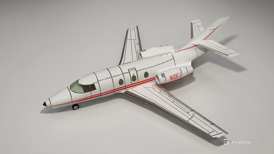 White Passenger Jet Model With Red Stripes And N162 Marking Wing Tail And Fuselage Design 3d model 