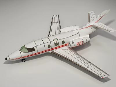 White Passenger Jet Model With Red Stripes And N162 Marking Wing Tail And Fuselage Design 3d model
