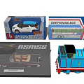 Fun Electric Toys Collection Featuring Race Car Greyhound Bus Convertible And Blue Train Models