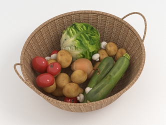 Modern Vegetables A Basket of Vegetables 3d model