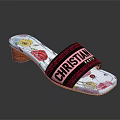 Christian Louboutin Women's High Heel Slippers With Floral Print And Strap Design