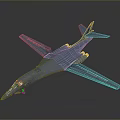 Blue Airplane Model With Streamlined Body And Detailed Wings Tail Fin Design