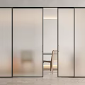 Modern Sliding Doors With Frosted Glass And Black Frames In Bright Room Interior