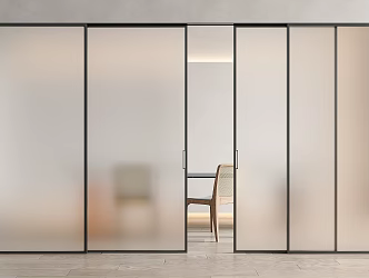 Modern sliding door frosted glass sliding door 3d model