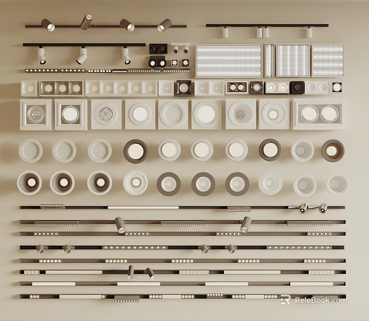 Modern Downlights and Spotlights With Various Designs Different Sizes and Color Options 3d model