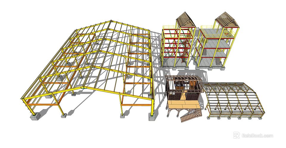 Industrial Steel Structure Frames And Building Components For Construction Use 3d model