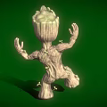 Baby Groot Movie Character Cute Tree Figure With Open Arms And Green Background