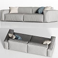 Modern gray fabric double sofa pillow combination 3d model