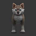 Cute Husky Puppy with Blue Eyes Fluffy Tan and White Fur Standing Pose 3D Render