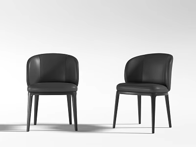 Modern Black Leather Dining Chairs With Curved Backrest And Sleek Contemporary Design 3d model