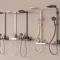 Modern Wall Mounted Shower Systems With Multiple Heads And Shelf For Bathroom 3d model