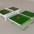 Table Tennis Tables Sports Equipment With Green Surface White Frame Red Paddles Balls And Net