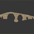 Stone Arch Bridge With Stone Construction Multiple Arches And Supporting Bases 3d model