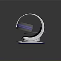 Futuristic Silver Weapon With Blue Accents Red Buttons And Sleek Base Design