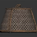 Handwoven Rattan Basket With Grid Pattern For Home Storage And Decor