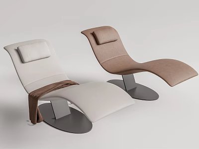 Modern Lounge Chairs White And Brown With Metal Base Soft Pillows And Cozy Design 3d model