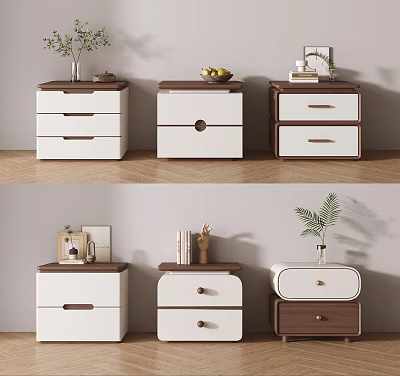 Modern Nightstand Design Ideas With Wooden Accents White Panels And Decorative Elements 3d model
