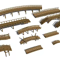 Wooden Landscape Bridges With Various Curved And Straight Designs For Gardens