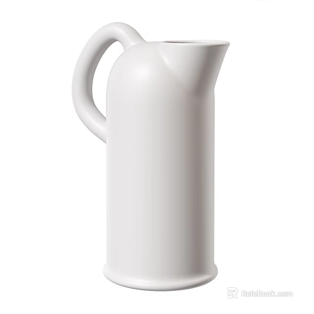 Modern White Ceramic Jug With Simple Elegant Design For Home Decor 3d model 