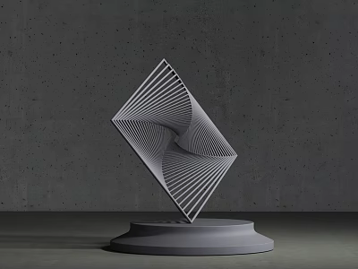 Geometric Ornament Decoration Set with Radiating Lines and Circular Base on Gray Background 3d model