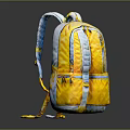 Vibrant Yellow And Blue Backpack With Multiple Zippers Straps For Daily Use And Travel