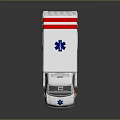 White Ambulance With Red Stripes Medical Emergency And Roof Emergency Lights
