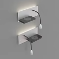 Modern Wall Lamp with Flexible Black Arm and Silver Shelf Design