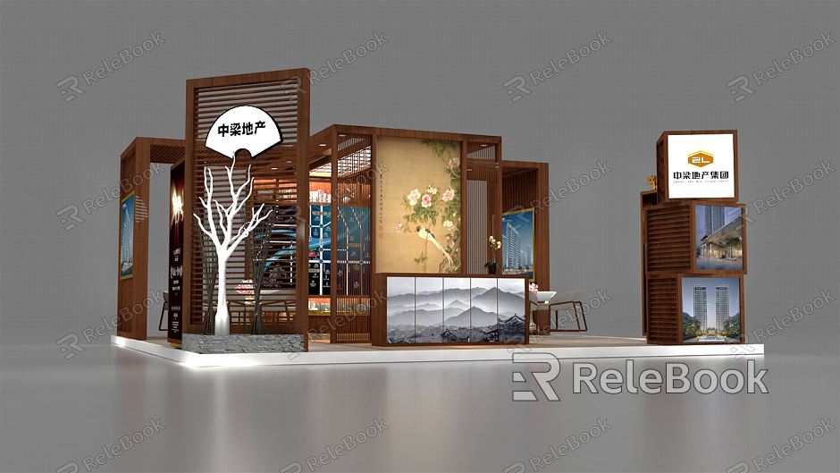 New Chinese Exhibition Room Exhibition Booth Exhibition Hall Exhibition Temporary Exhibition Expo model