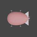 Pink And White Striped Airship With Propeller Gondola And Tail Fin Design