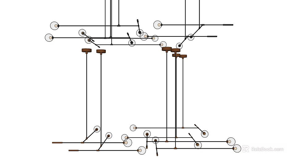 Modern Minimalist Chandelier with Multiple Bulbs and Metal Hanging Frame Design 3d model 