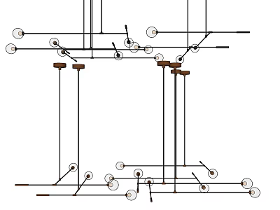 Modern Minimalist Chandelier with Multiple Bulbs and Metal Hanging Frame Design 3d model