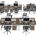 Modern Office Desk and Chair Office Desk and Chair Multi-person Desk Computer Desk 3d model