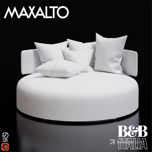 White Round Two Seater Sofa With Soft Cushions And Modern Design 3d model 